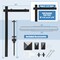 6ft UPVC Real Estate Signpost with 36" Arm Steel Power Stake, No-Dig Installation